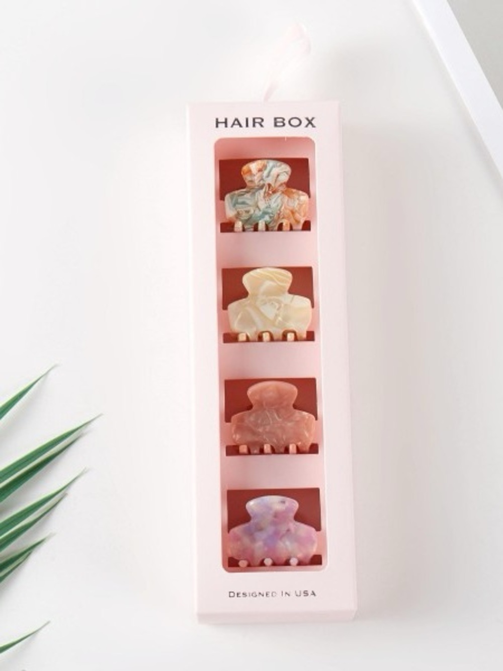 4pc Hair Claw Clip Set Marbled Pastel Neutral Large Hair Clips